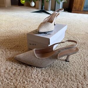 SHEIN Beige Slingback Heels